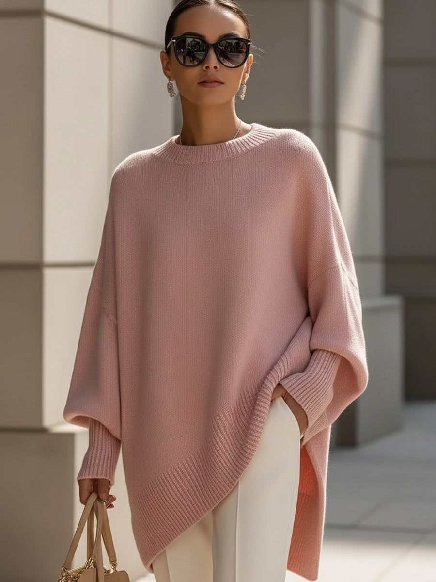 Jersey poncho de punto con mangas anchas