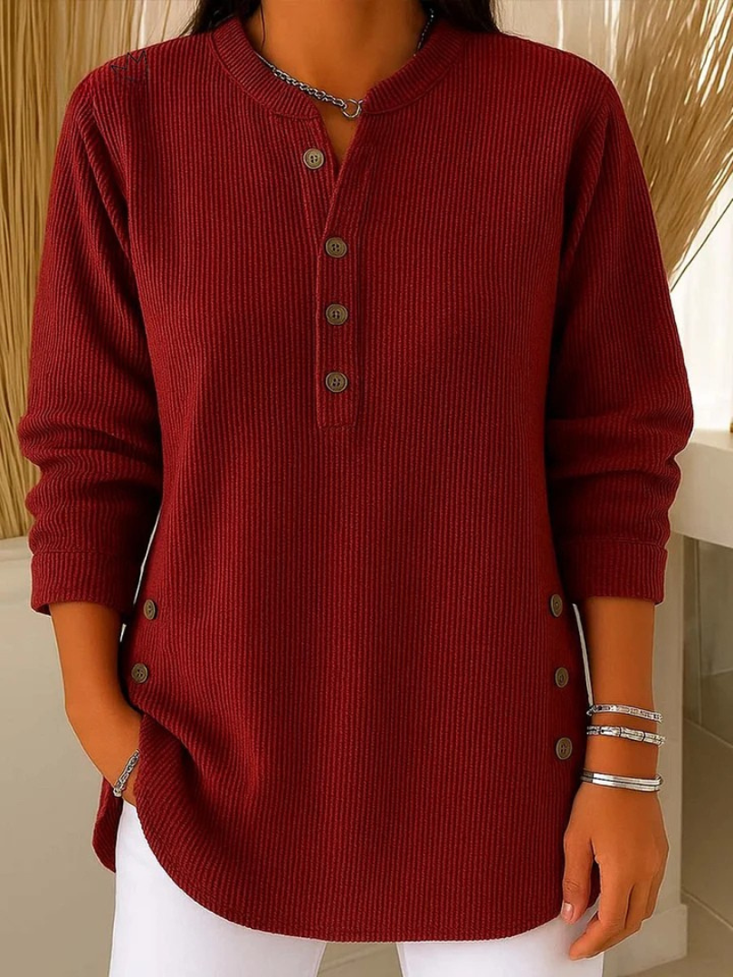Túnica acanalada con cuello henley