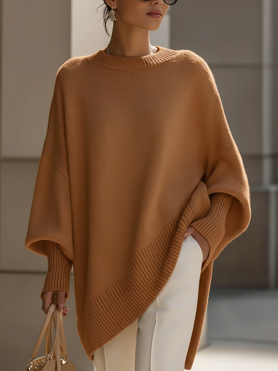 Jersey poncho de punto con mangas anchas