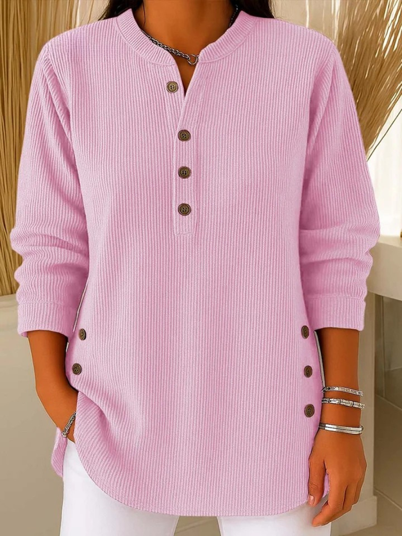 Túnica acanalada con cuello henley