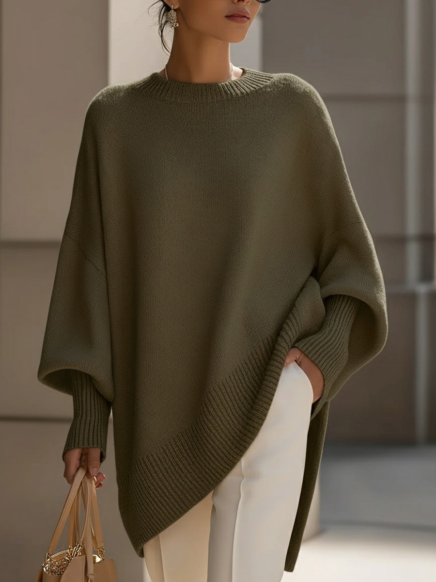 Jersey poncho de punto con mangas anchas