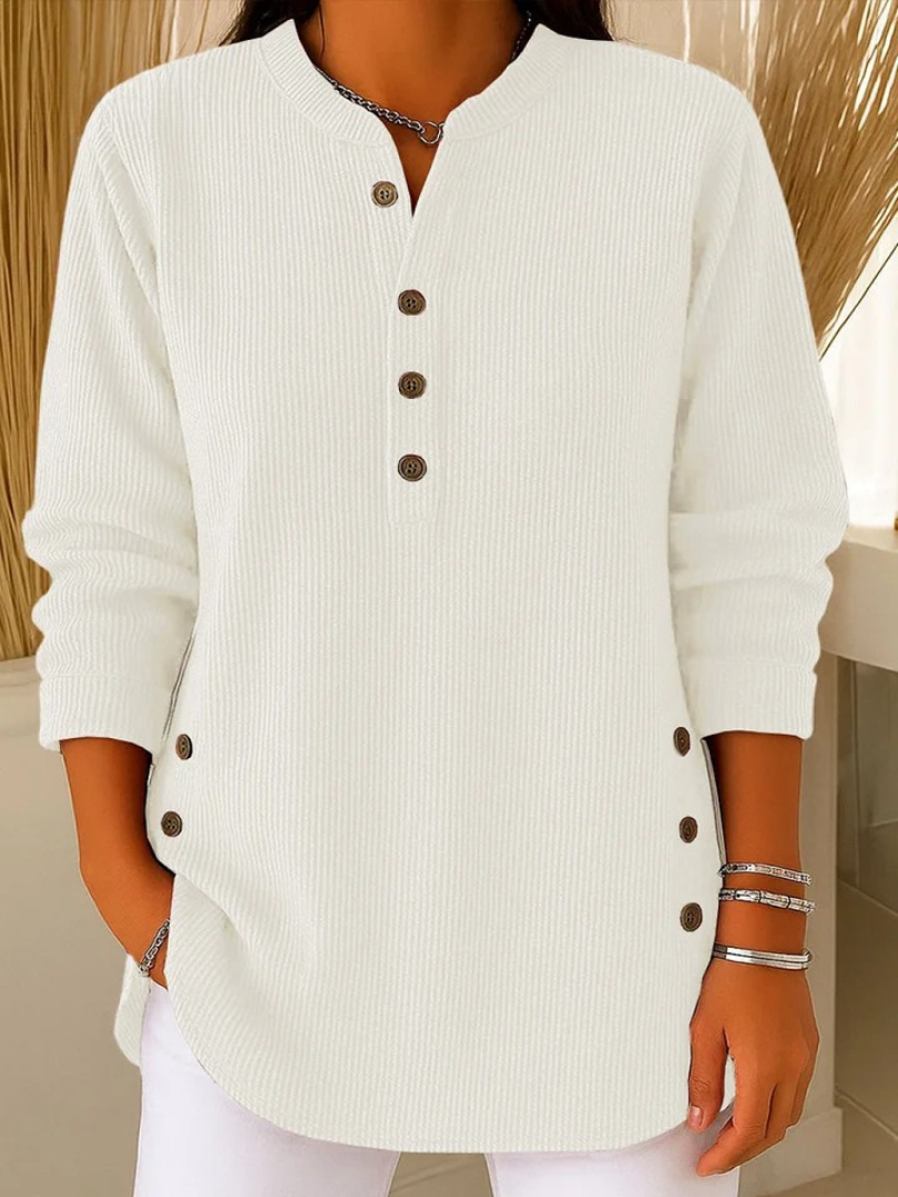 Túnica acanalada con cuello henley