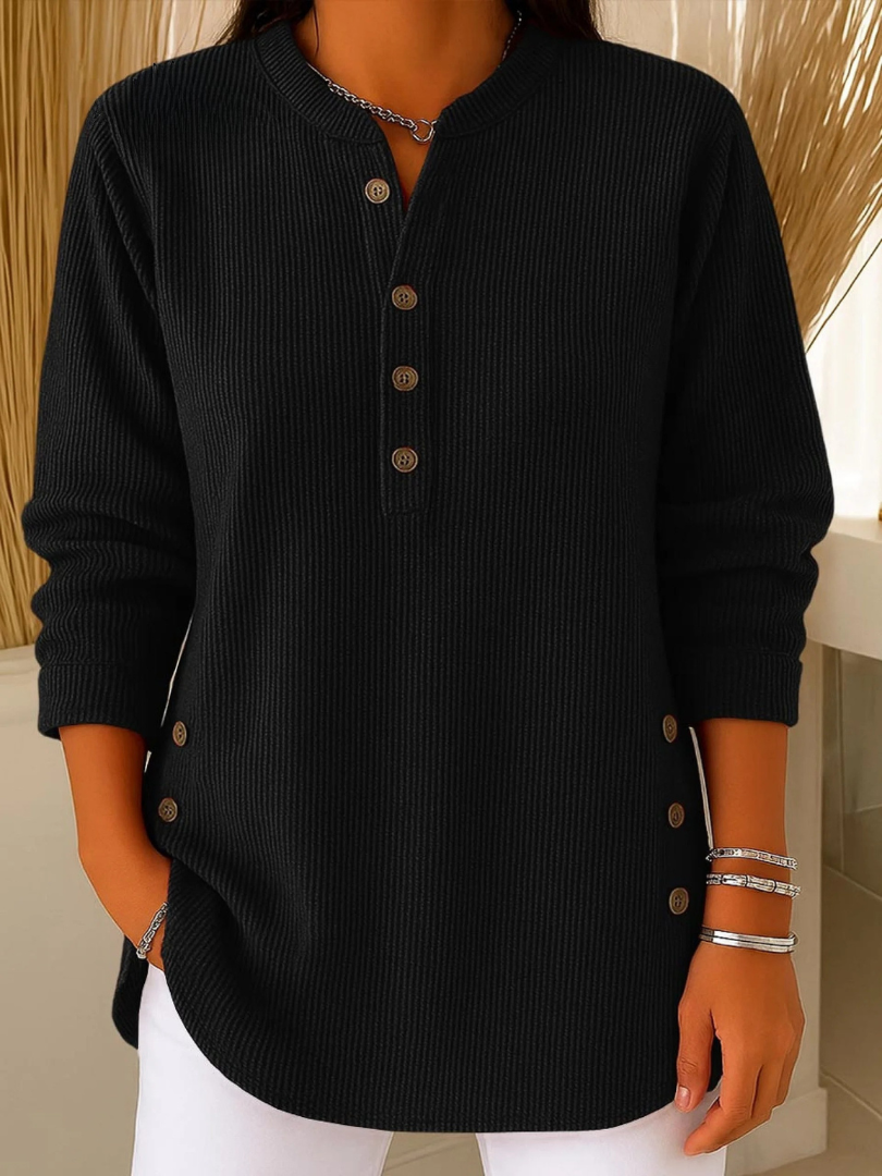 Túnica acanalada con cuello henley
