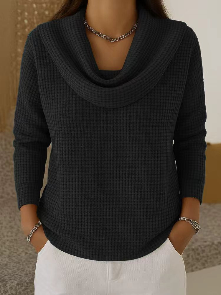 Jersey de punto gofre con cuello vuelto drapeado