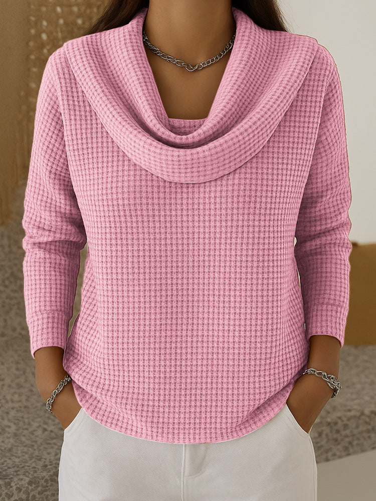 Jersey de punto gofre con cuello vuelto drapeado