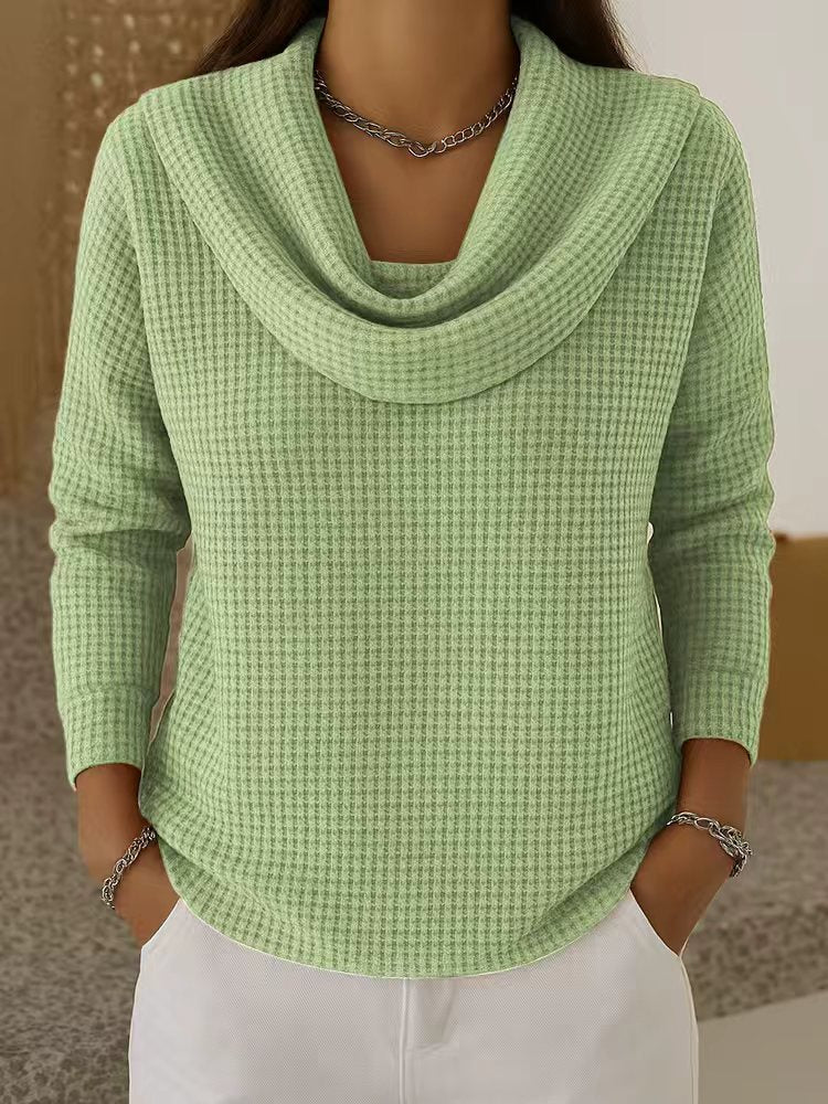 Jersey de punto gofre con cuello vuelto drapeado
