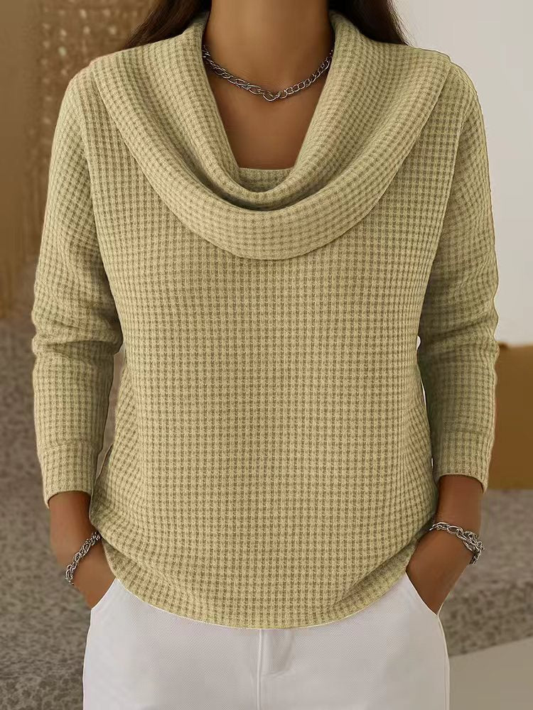 Jersey de punto gofre con cuello vuelto drapeado