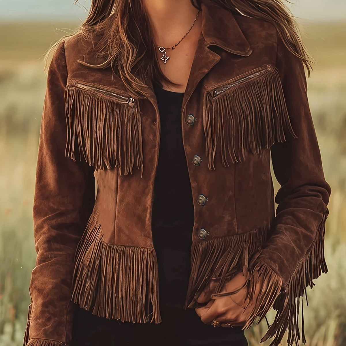 Chaqueta de flecos estilo western