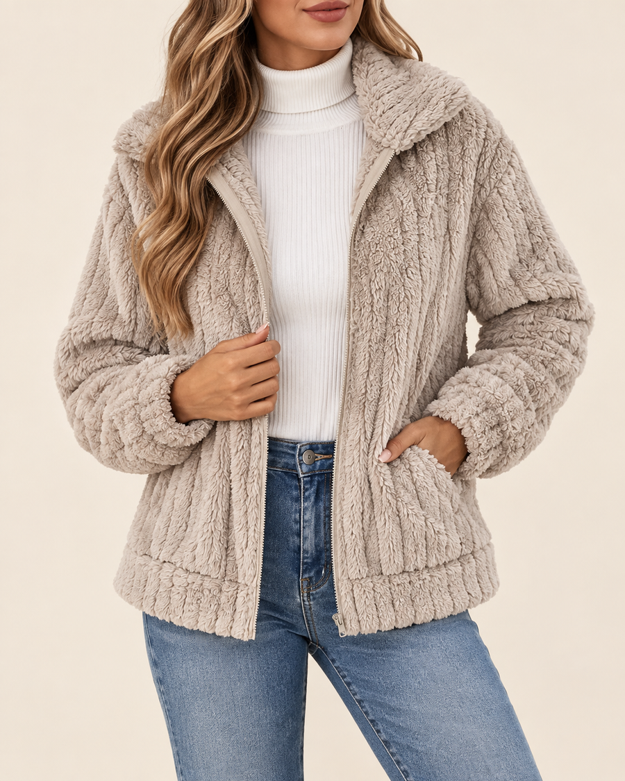 Chaqueta texturizada y acogedora para mujer