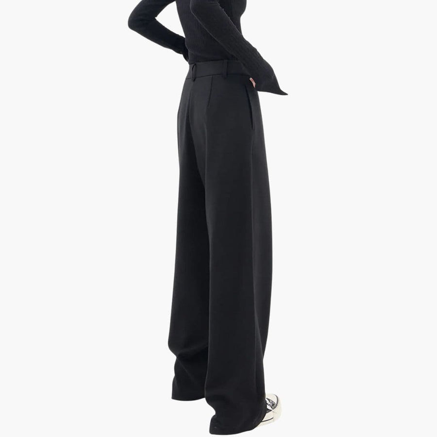 Pantalones anchos chic con cinturilla cruzada asimétrica