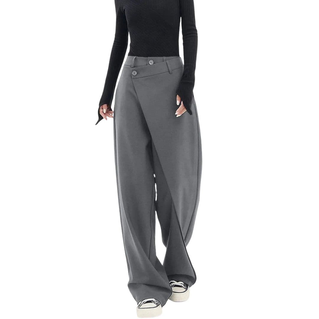 Pantalones anchos chic con cinturilla cruzada asimétrica