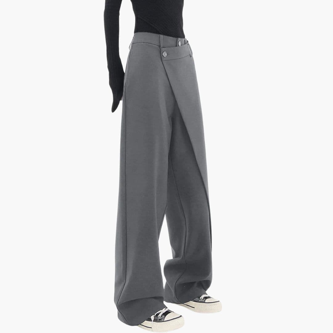 Pantalones anchos chic con cinturilla cruzada asimétrica