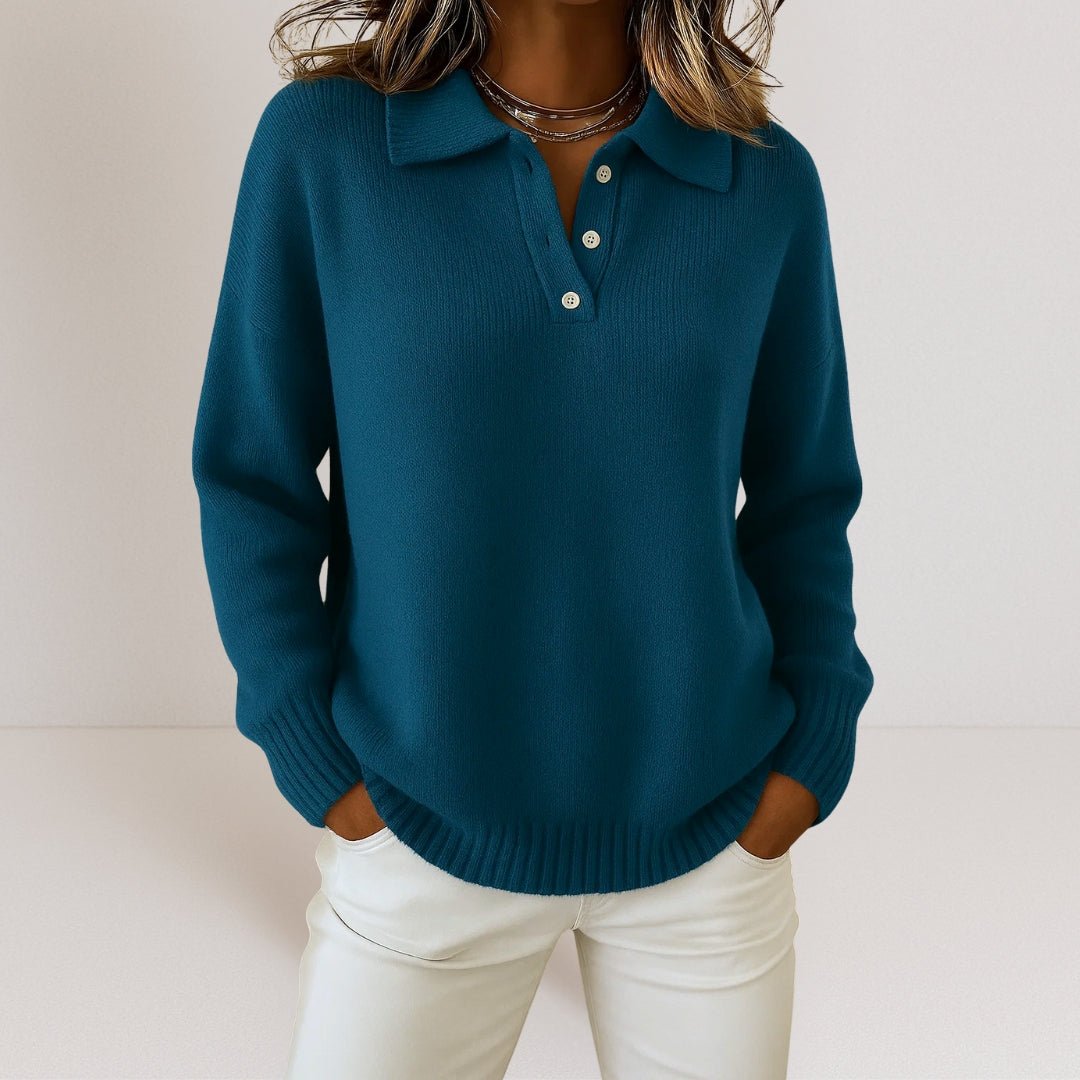 Jersey de punto con cuello polo y botones