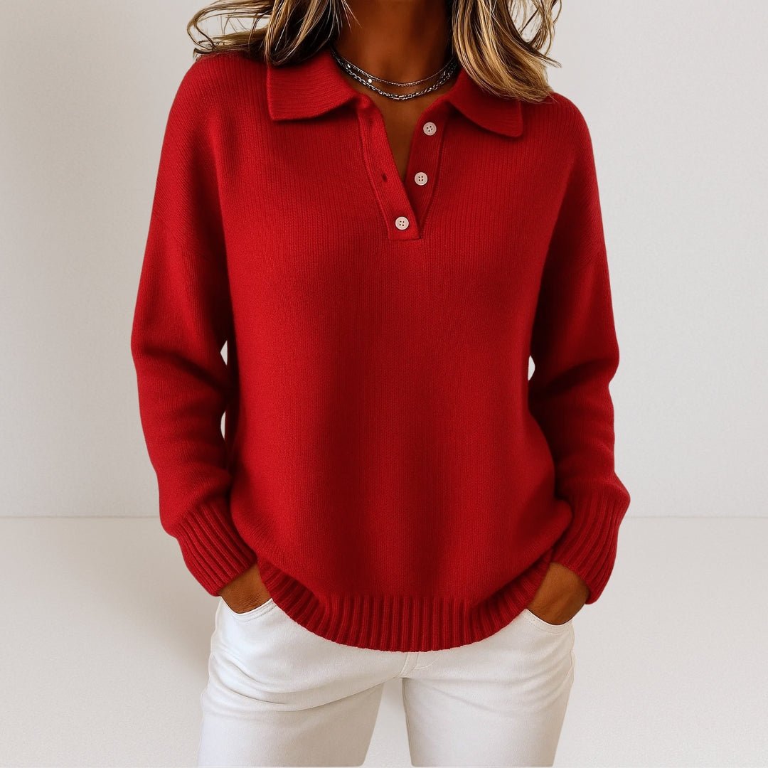 Jersey de punto con cuello polo y botones