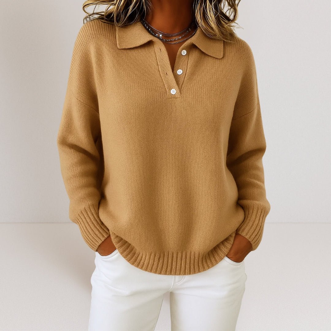 Jersey de punto con cuello polo y botones