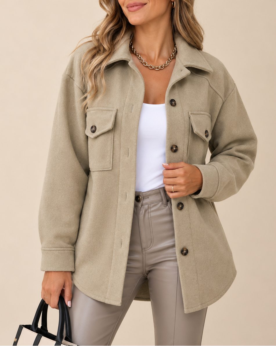 Chaqueta cortavientos informal con botones para mujer