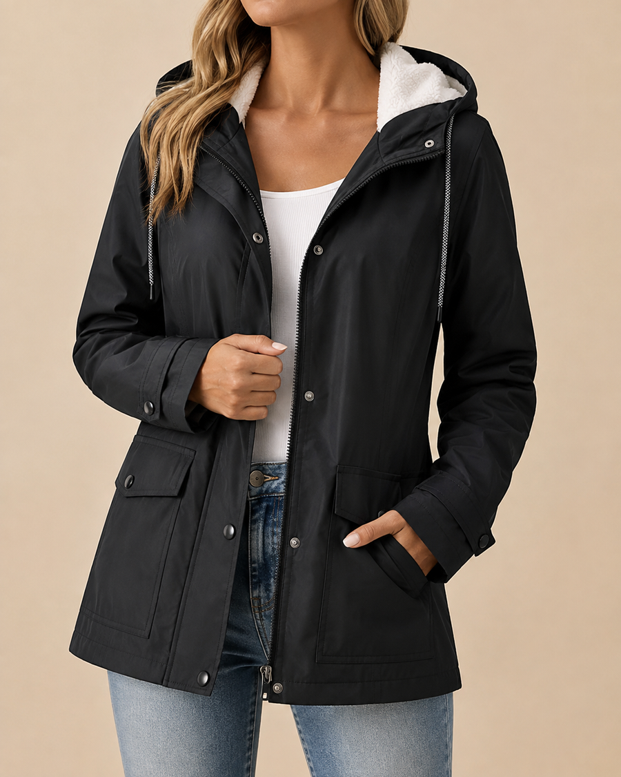 Chaqueta impermeable elegante con forro acogedor para mujer
