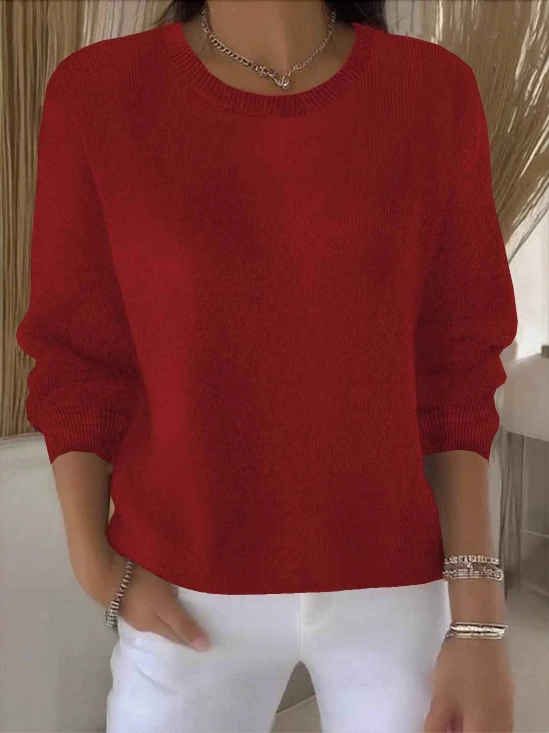 Jersey de cuello redondo con mangas anchas