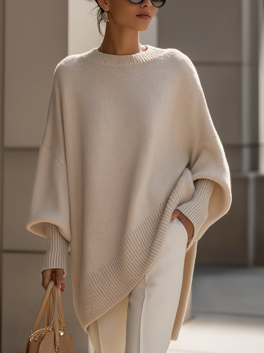 Jersey poncho de punto con mangas anchas