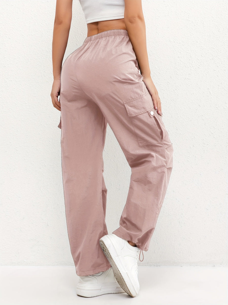 Pantalones cargo holgados con cintura elástica y bajo con cordón