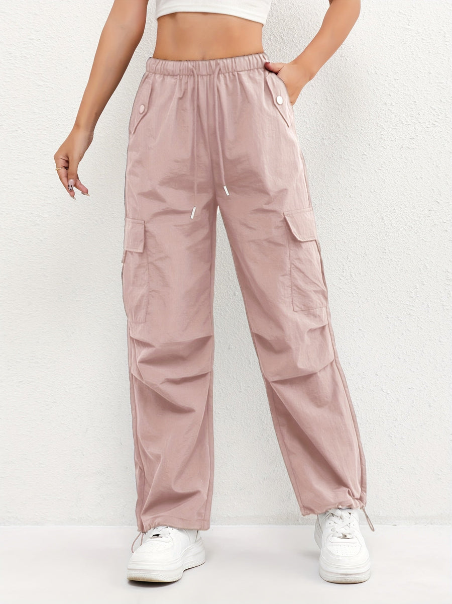 Pantalones cargo holgados con cintura elástica y bajo con cordón