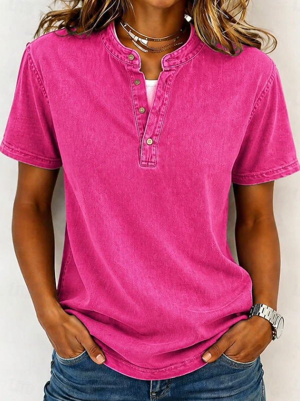 Camiseta holgada con cuello henley