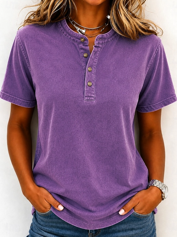 Camiseta holgada con cuello henley