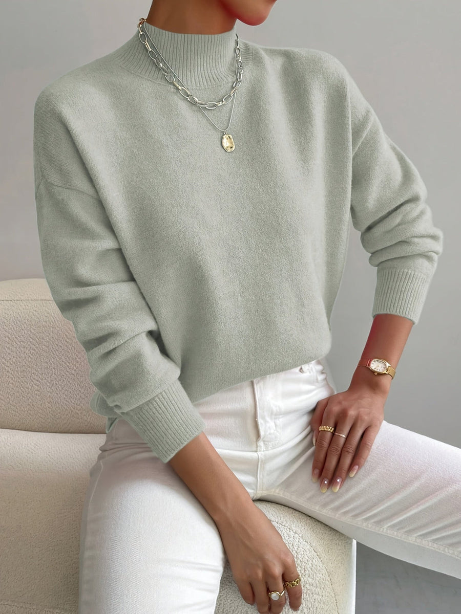 Jersey de punto acanalado con cuello perkins