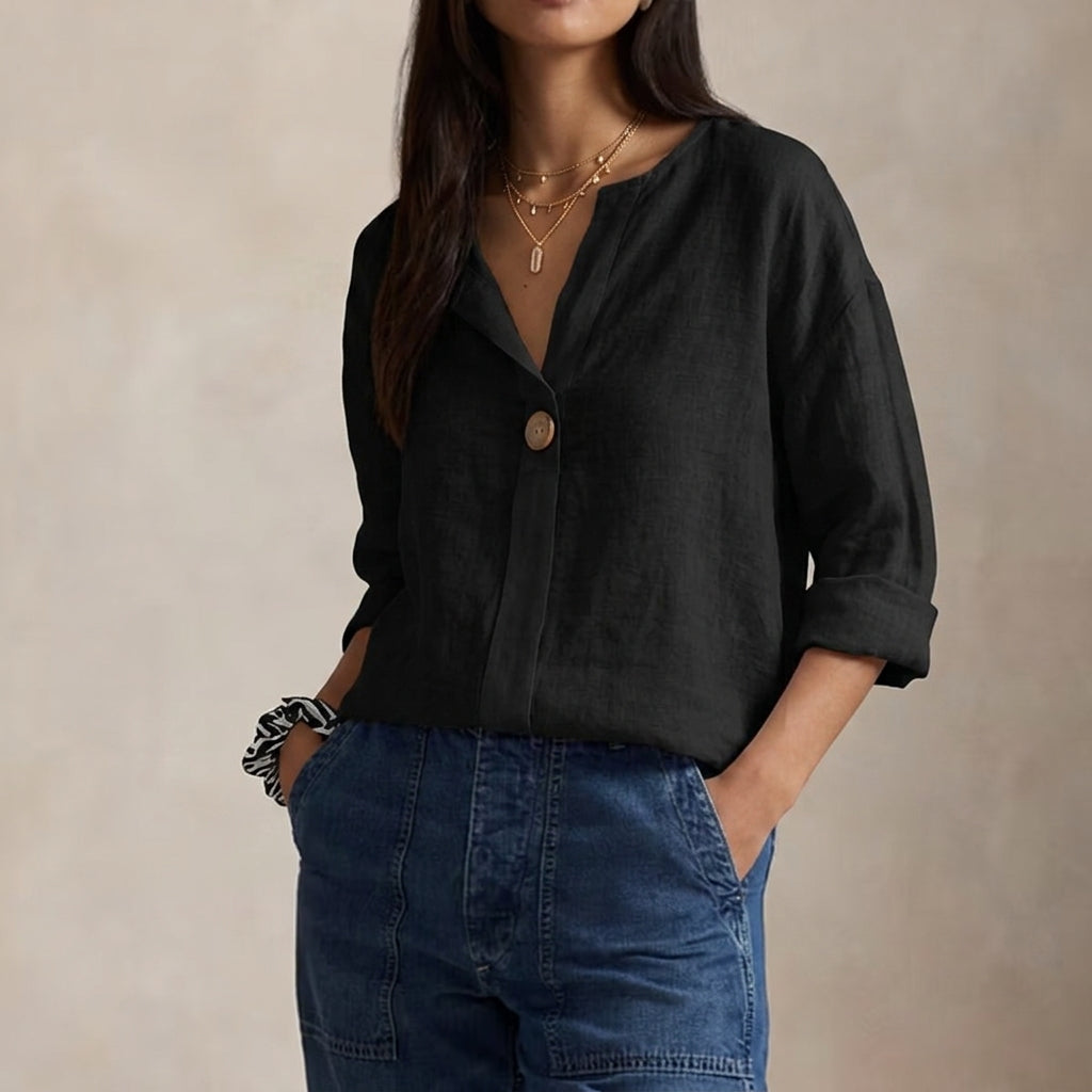 Blusa holgada con escote en V