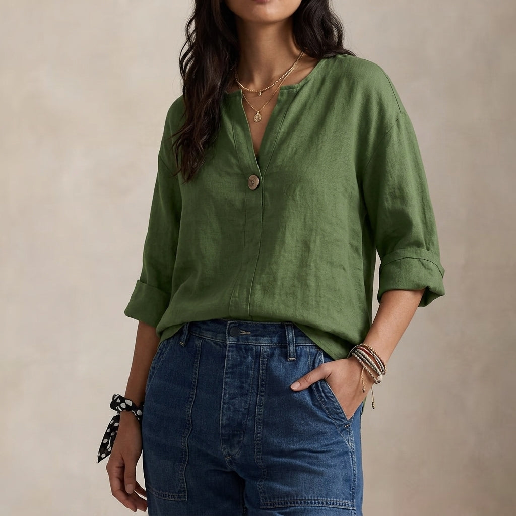 Blusa holgada con escote en V