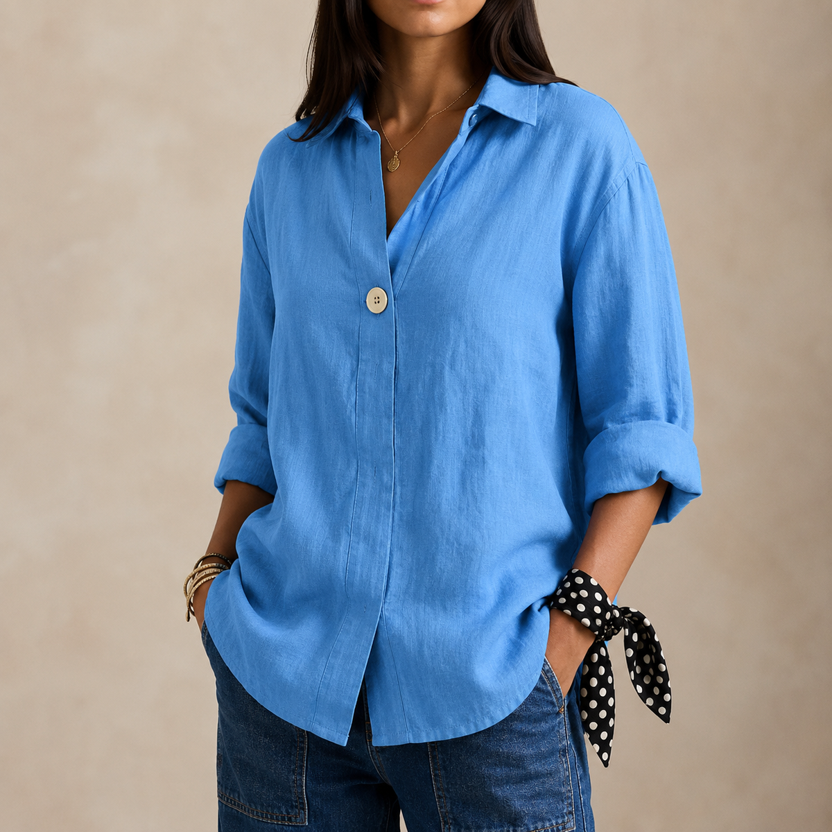 Blusa holgada con escote en V