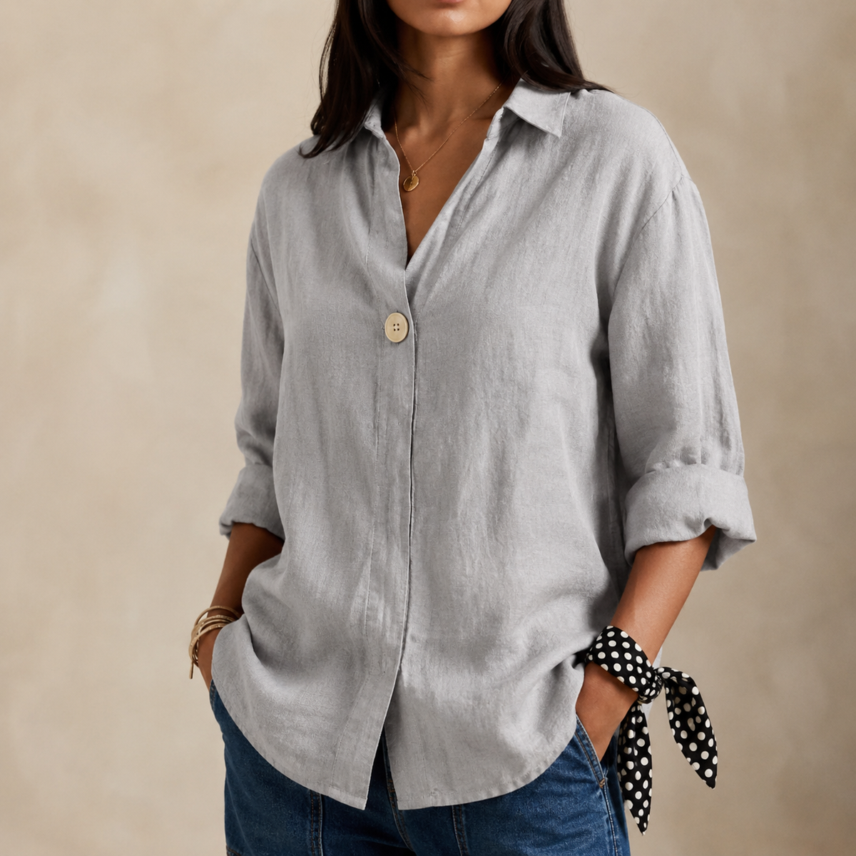 Blusa holgada con escote en V