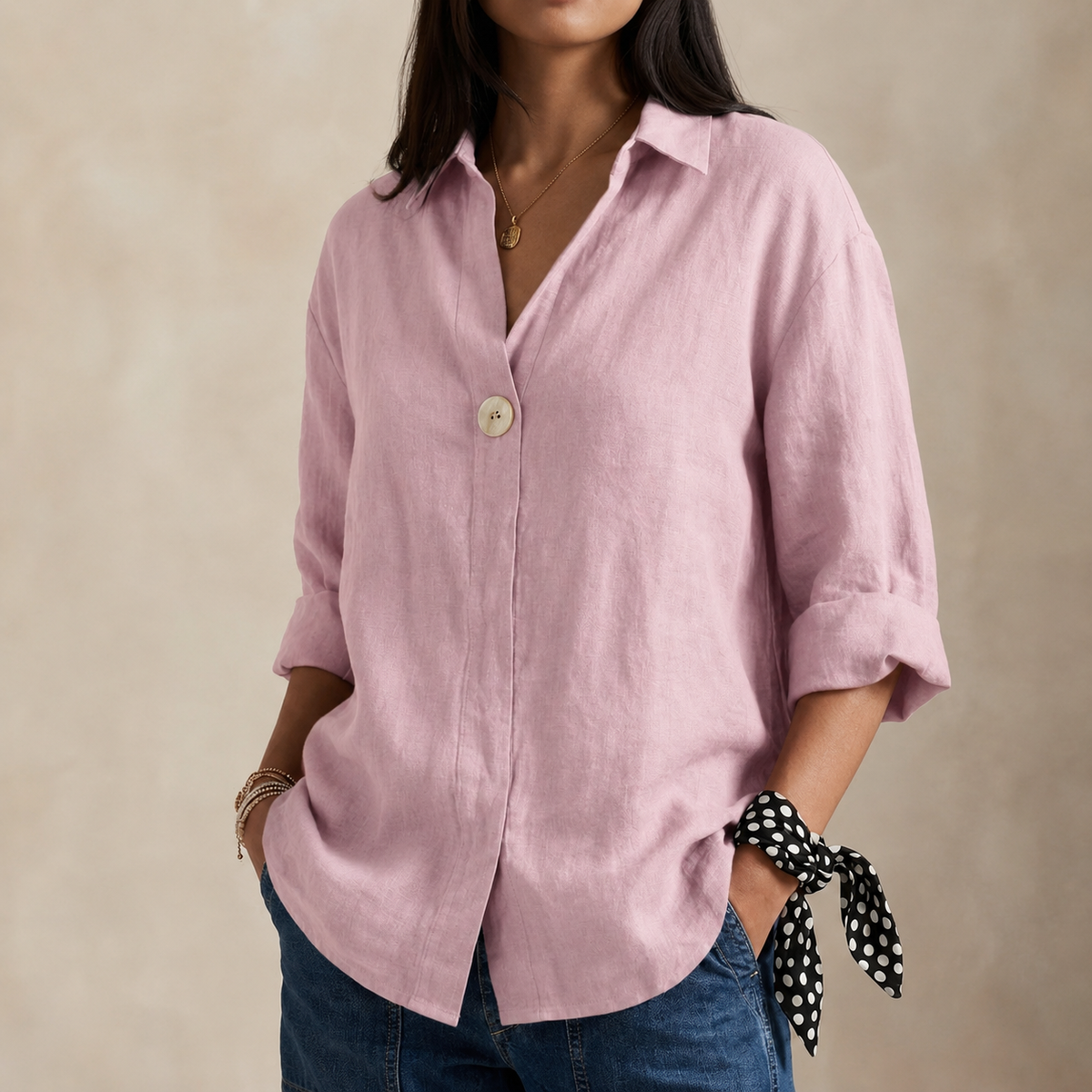 Blusa holgada con escote en V