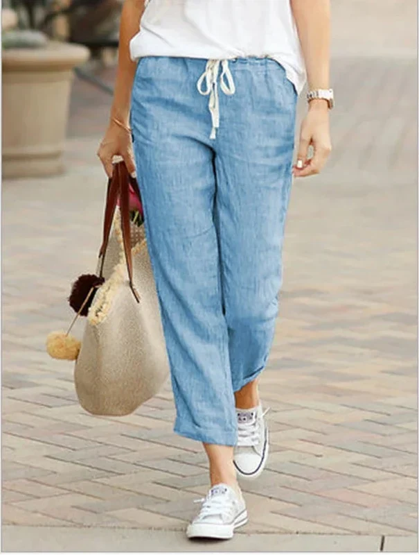 Pantalones holgados con cintura elástica ajustable con cordón