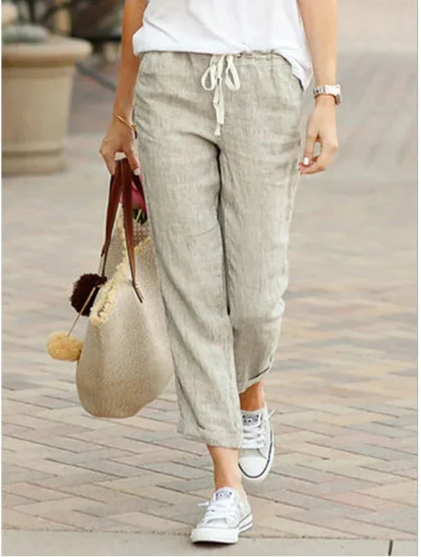Pantalones holgados con cintura elástica ajustable con cordón