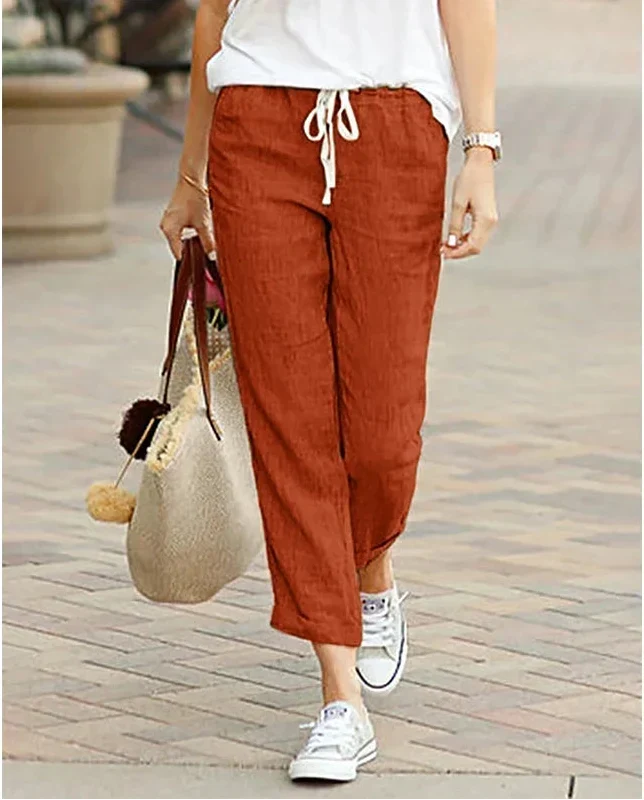 Pantalones holgados con cintura elástica ajustable con cordón