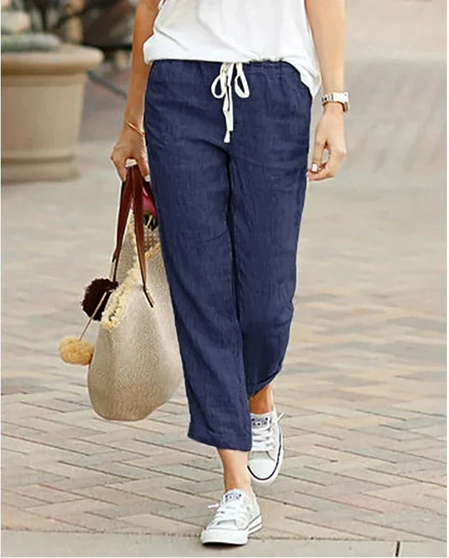 Pantalones holgados con cintura elástica ajustable con cordón
