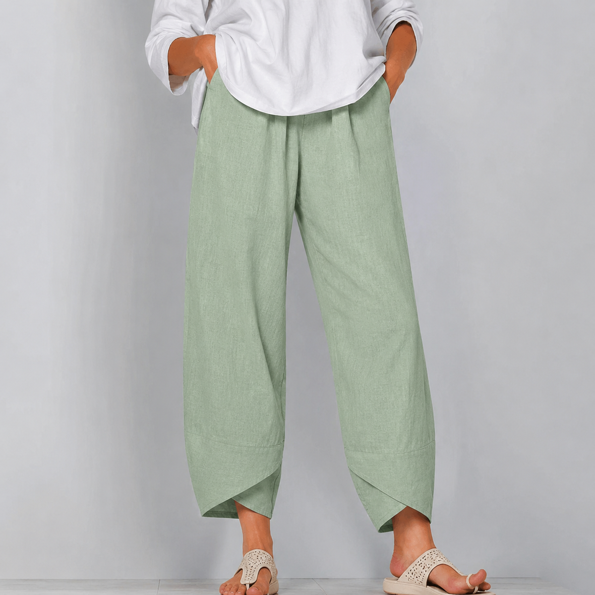 Pantalones anchos holgados con bajo asimétrico