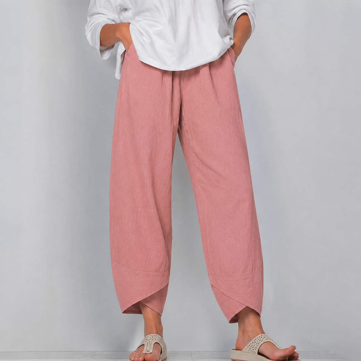 Pantalones anchos holgados con bajo asimétrico