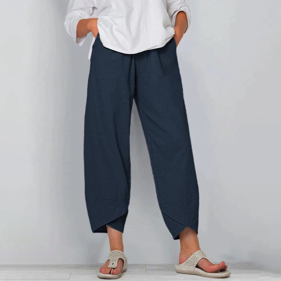 Pantalones anchos holgados con bajo asimétrico