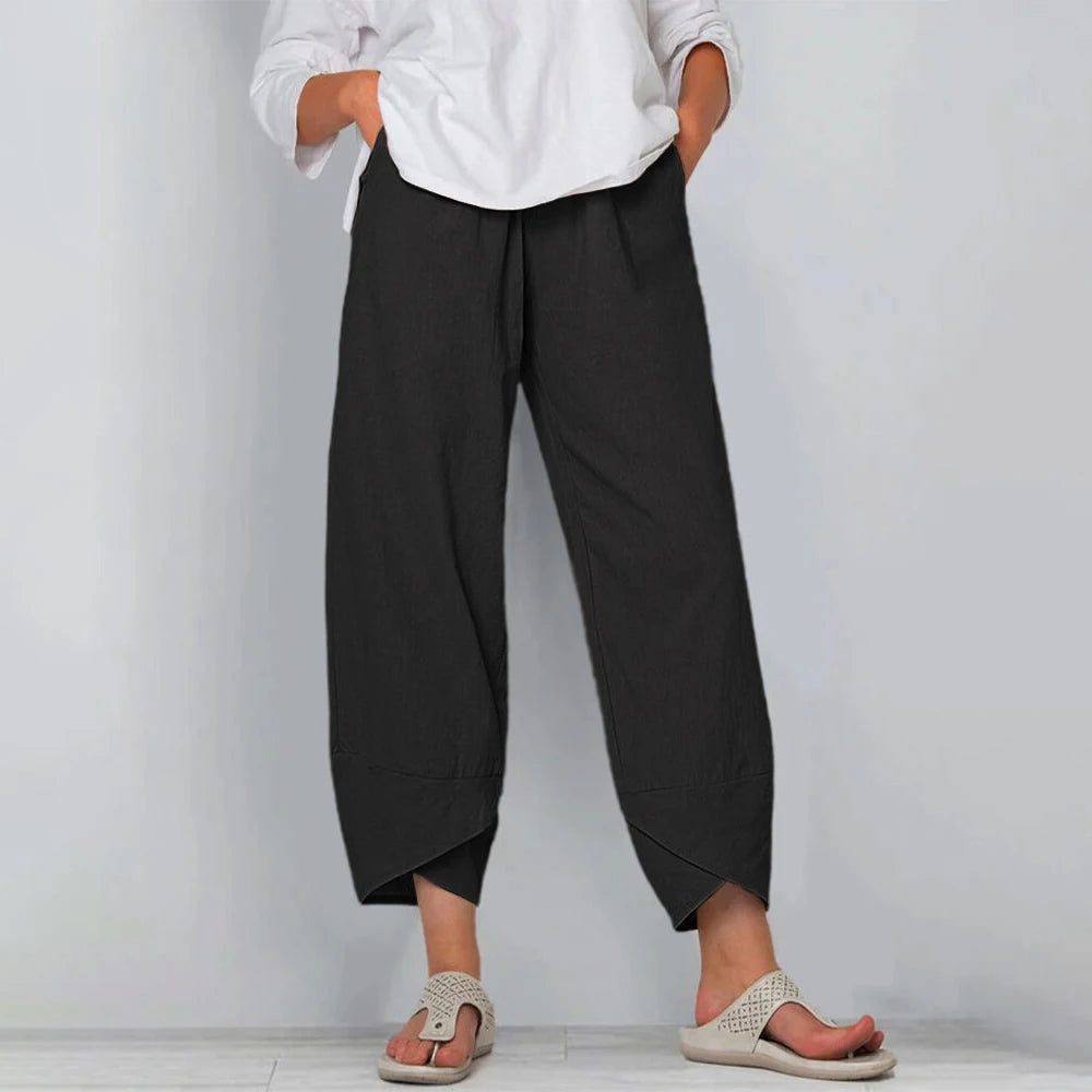 Pantalones anchos holgados con bajo asimétrico