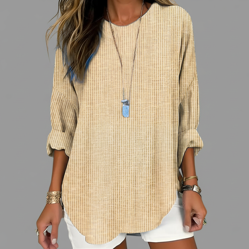Blusa a rayas con cuello redondo