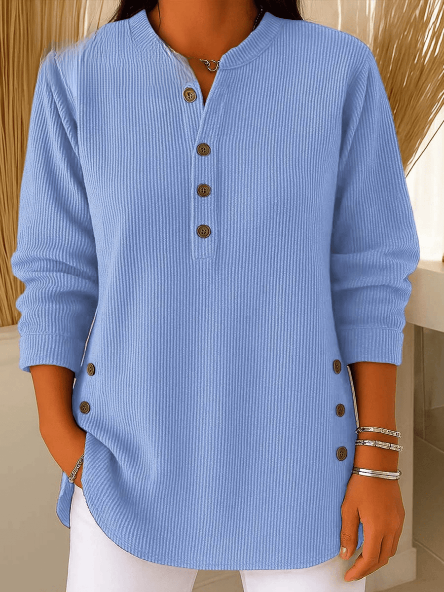 Túnica acanalada con cuello henley
