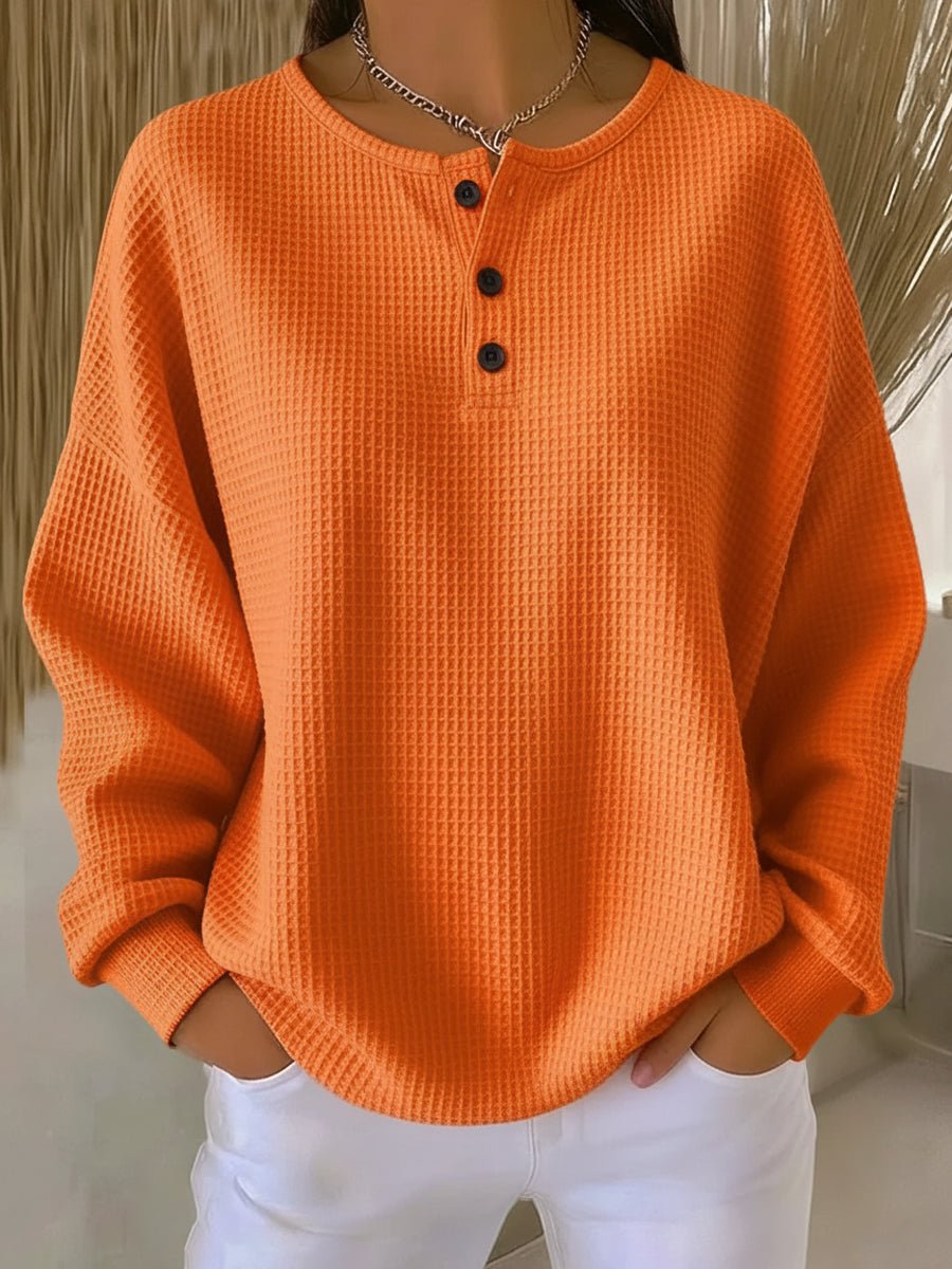 Sudadera henley de punto gofre