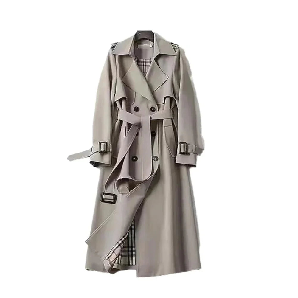 Gabardina cruzada clásica para mujer
