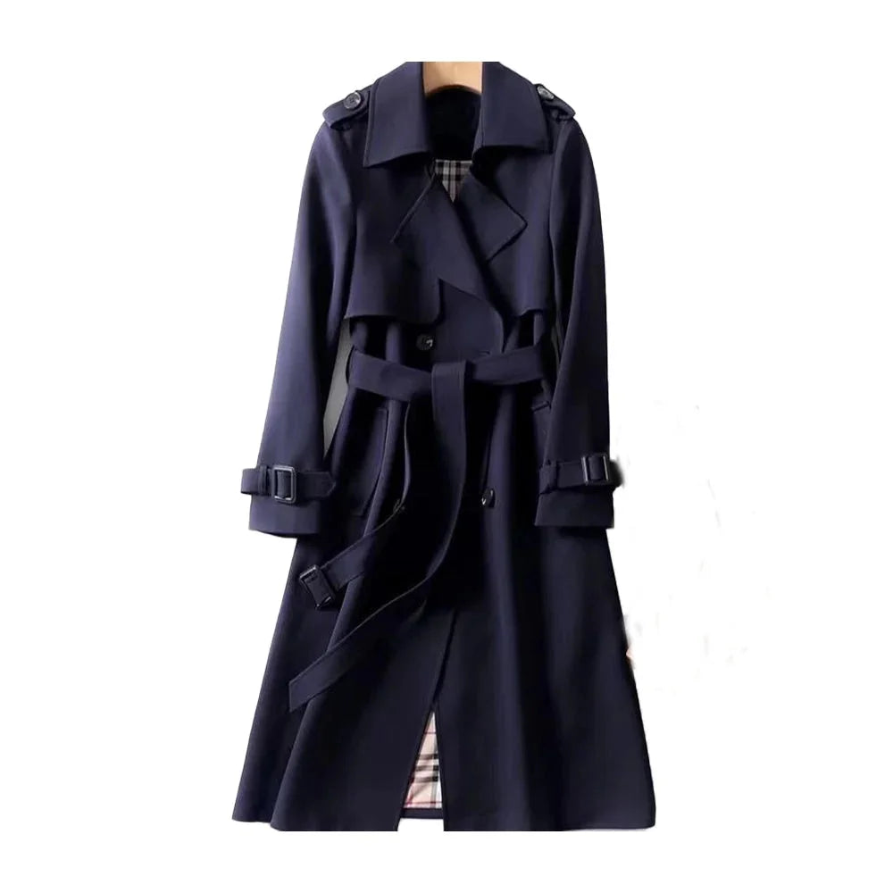 Gabardina cruzada clásica para mujer
