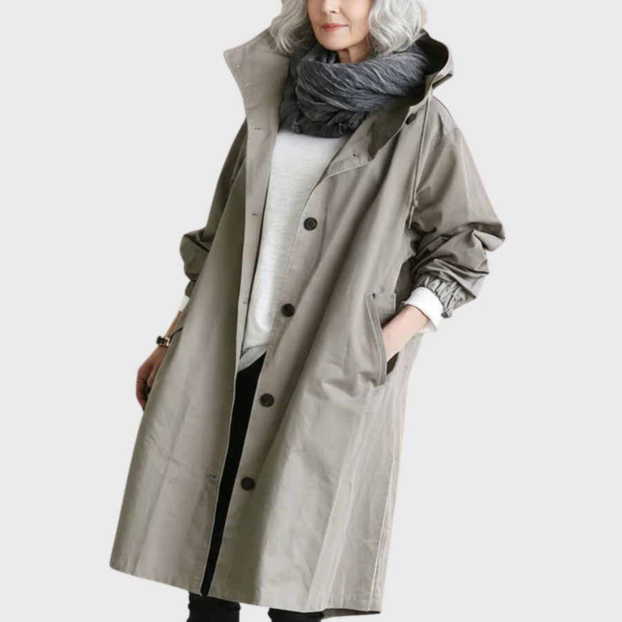Gabardina larga holgada para mujer