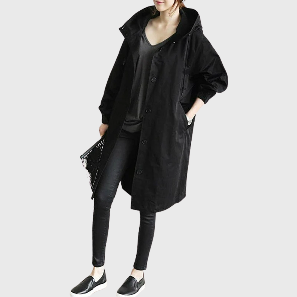 Gabardina larga holgada para mujer