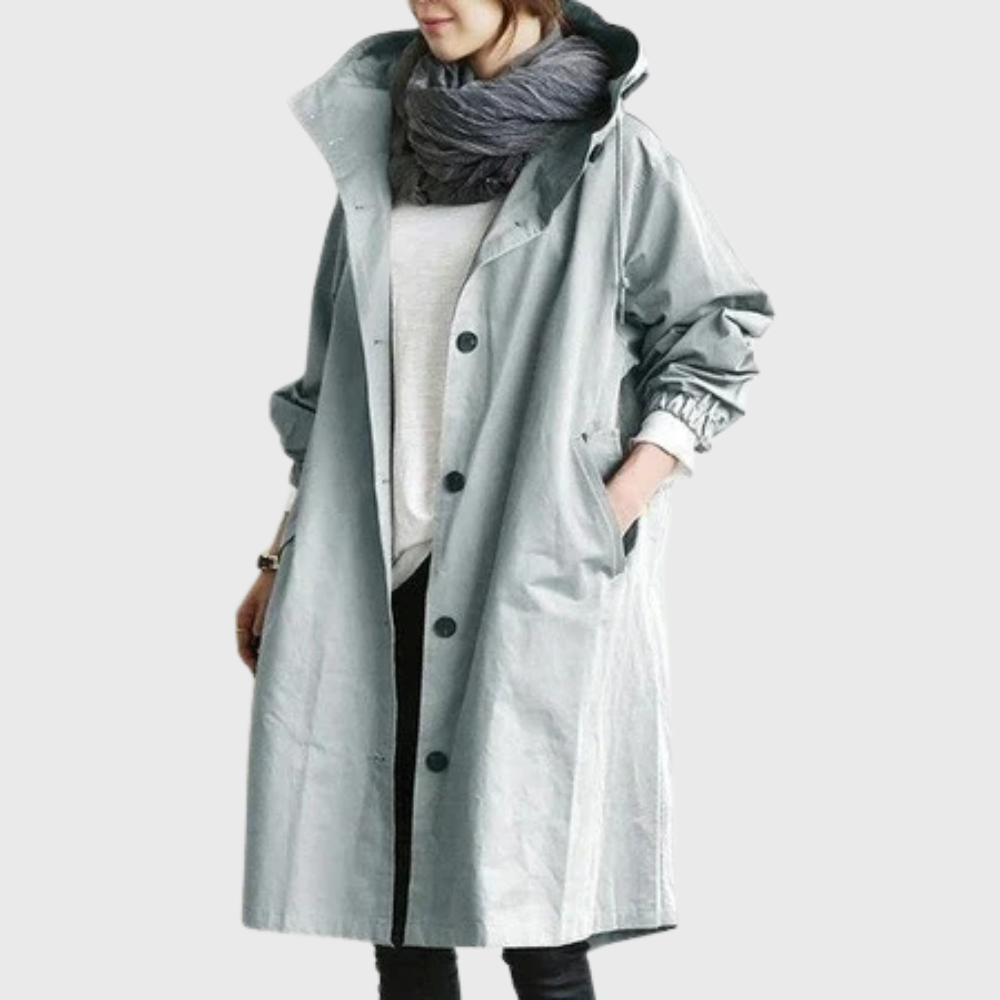 Gabardina larga holgada para mujer