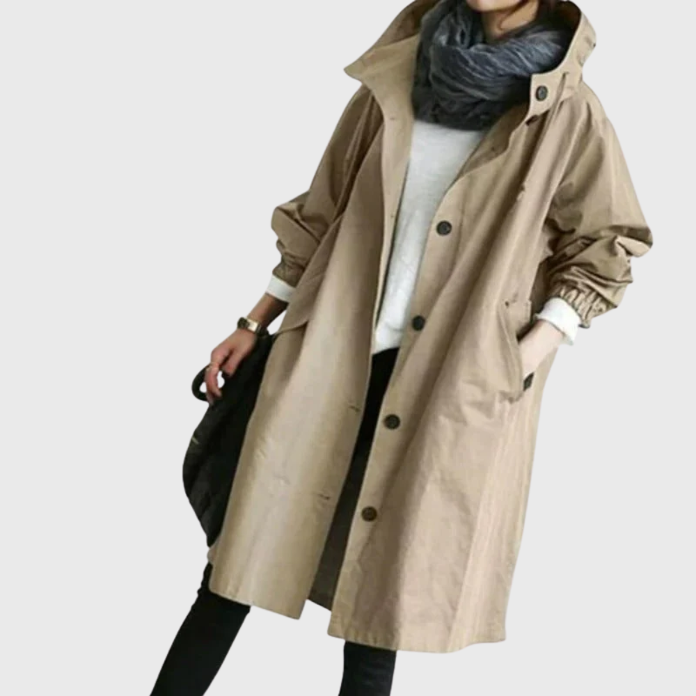 Gabardina larga holgada para mujer